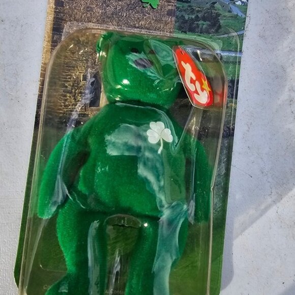 McDonalds 1999 Ty Teenie Beanie Baby Green Shamrock Erin The Bear - Picture 5 of 5